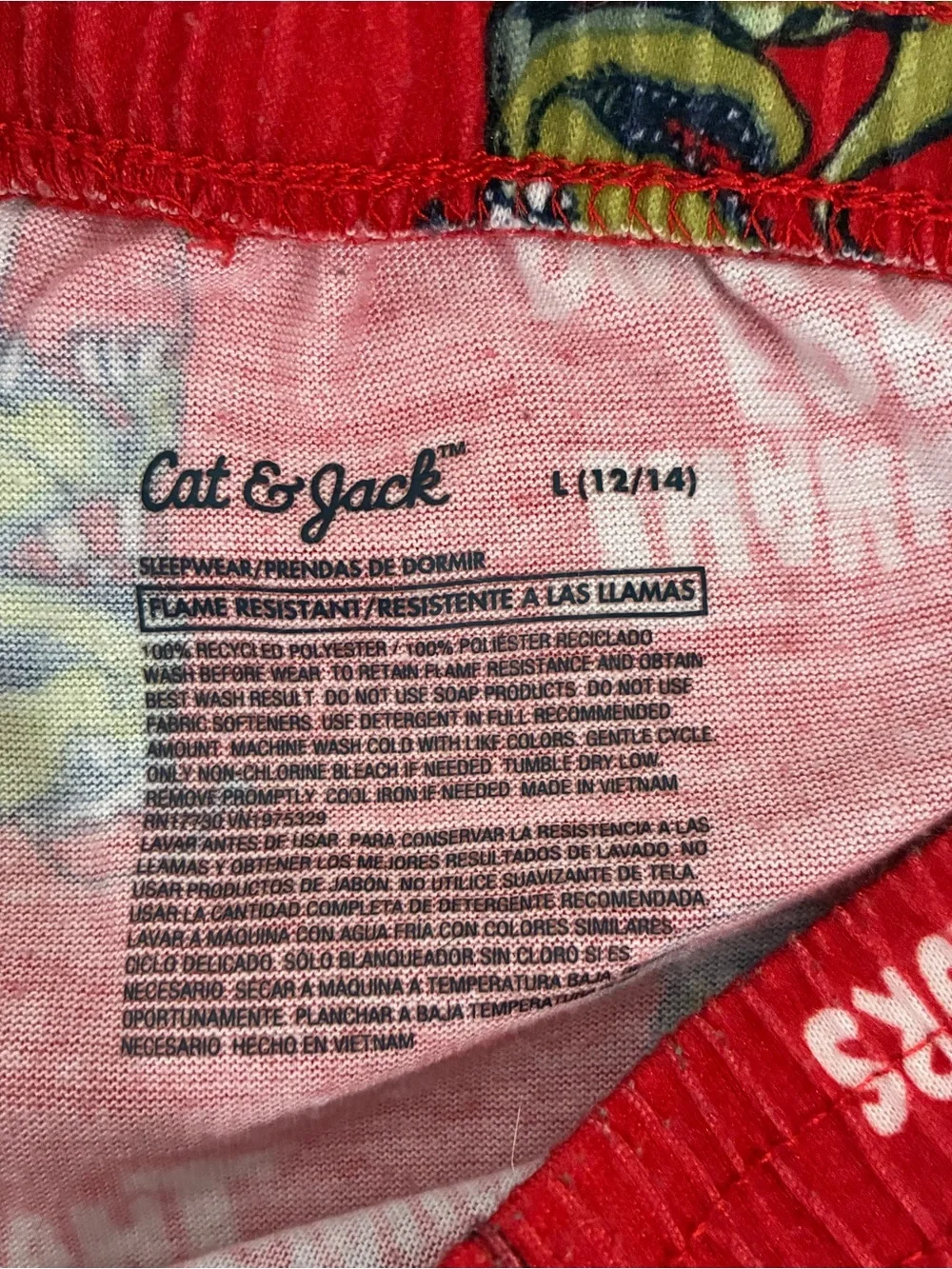 Cat & Jack Boys Size L 12/14 Red Thankful For Dinosaurs Christmas Pj Sleep Short